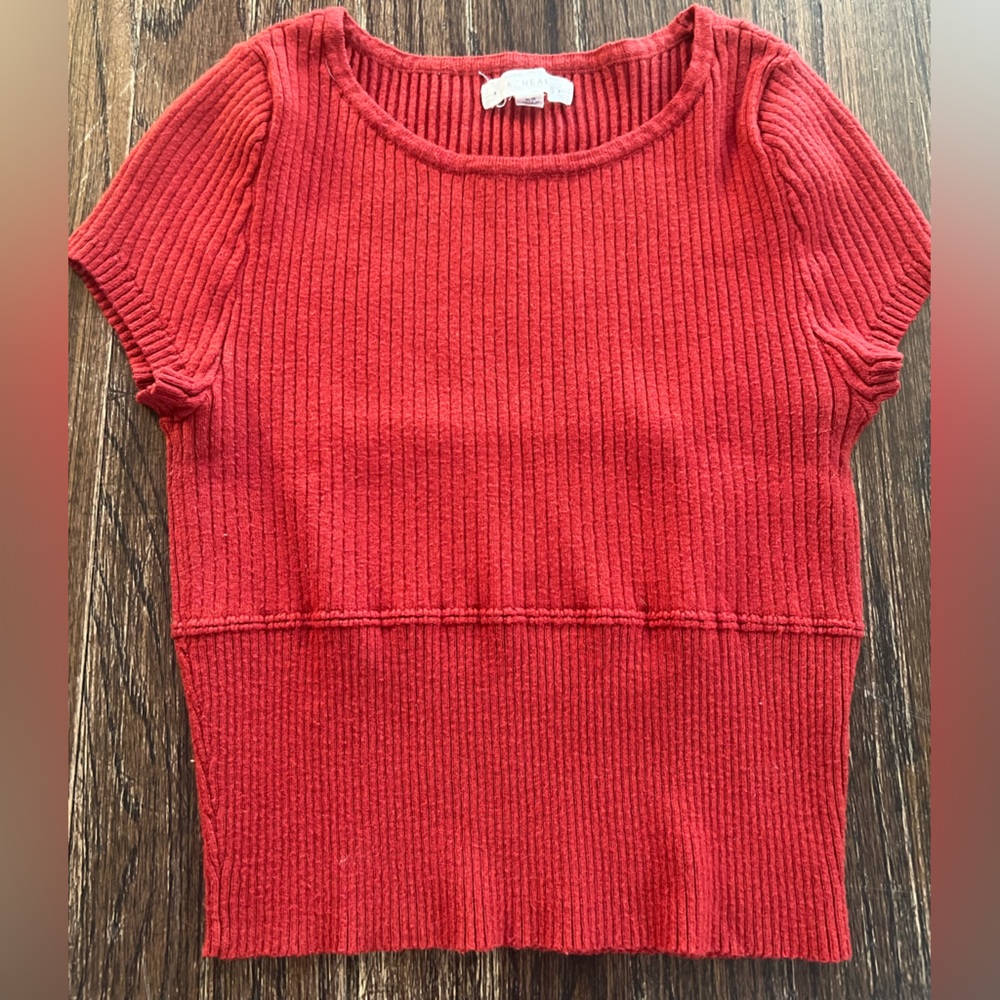 La Hearts Scarlet Ribbed Crop Top